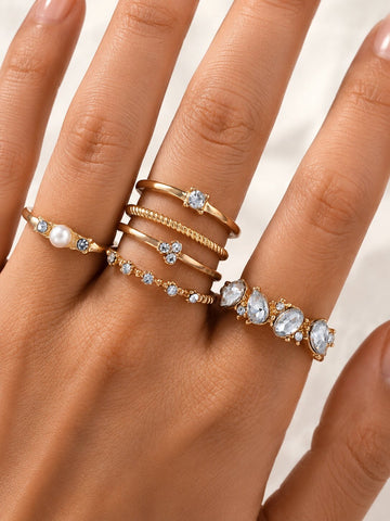 Niska 6-Piece Gold Stackable Ring Set for Women