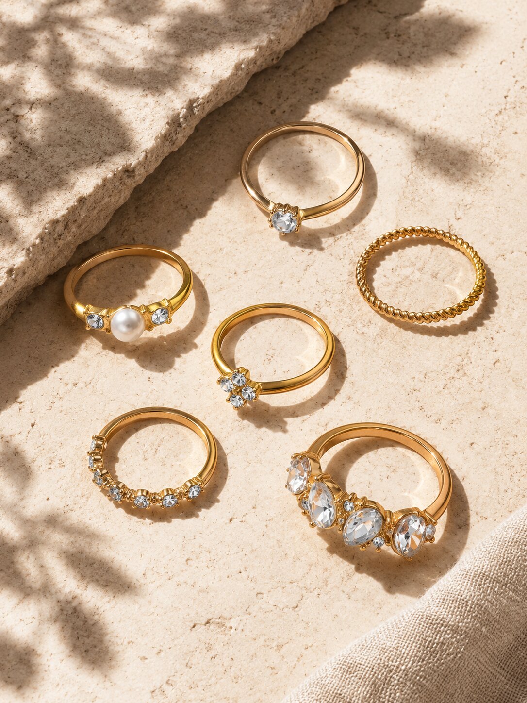 Niska 6-Piece Gold Stackable Ring Set for Women