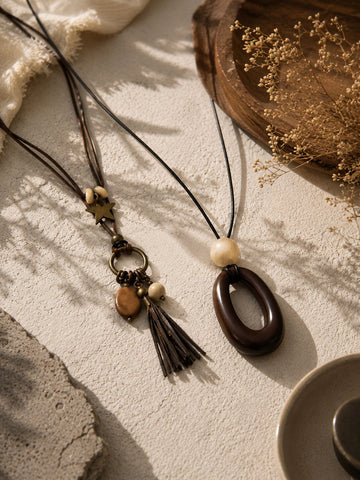 Geometric Resin Pendant Necklace