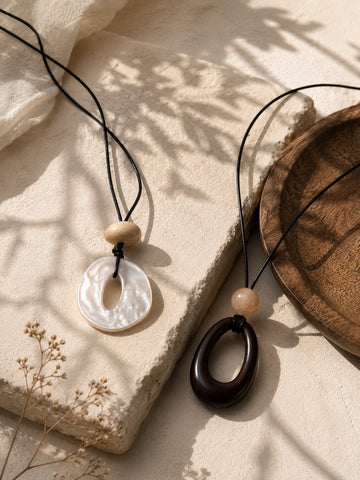 Boho Oval Pendant Necklace for Women
