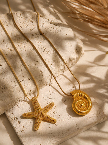 Gold Starfish Pendant Necklace for Women