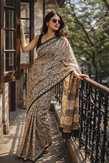 Niska Kalamkari Mulmul Cotton Saree