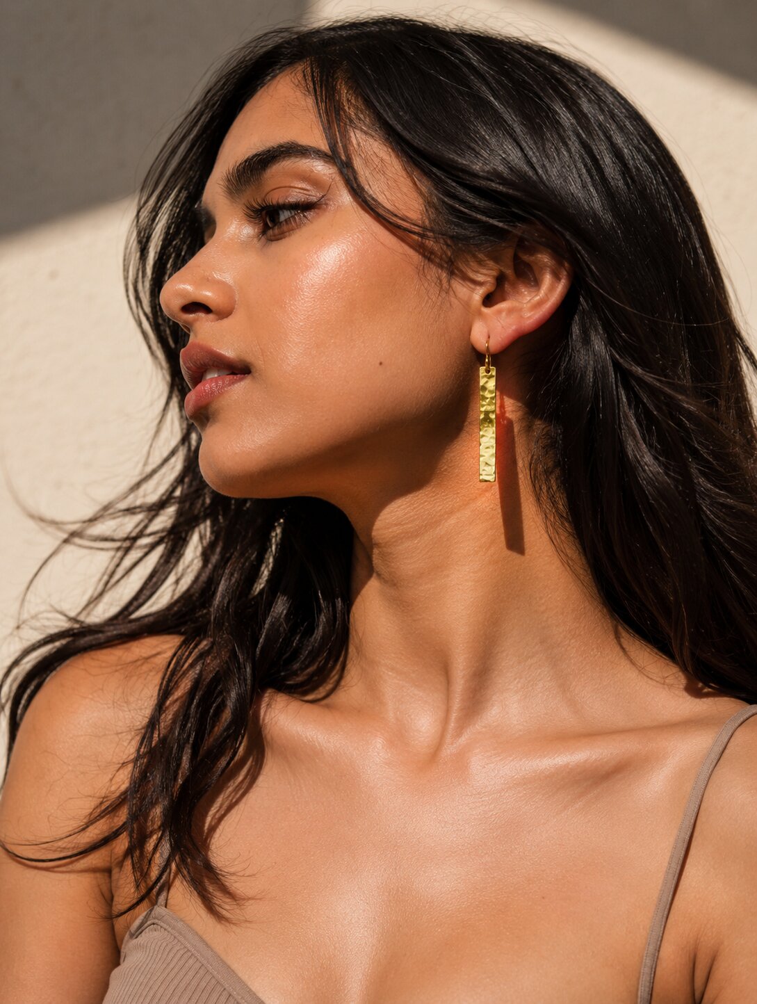 Niska Modern Brass-Plated Drop Earrings