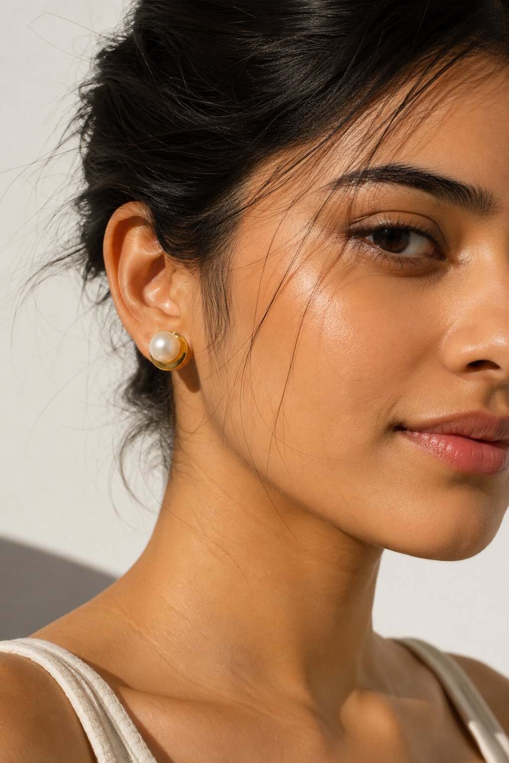 Niska Pearl White Gold Electroplated Anti Tarnish Earrings