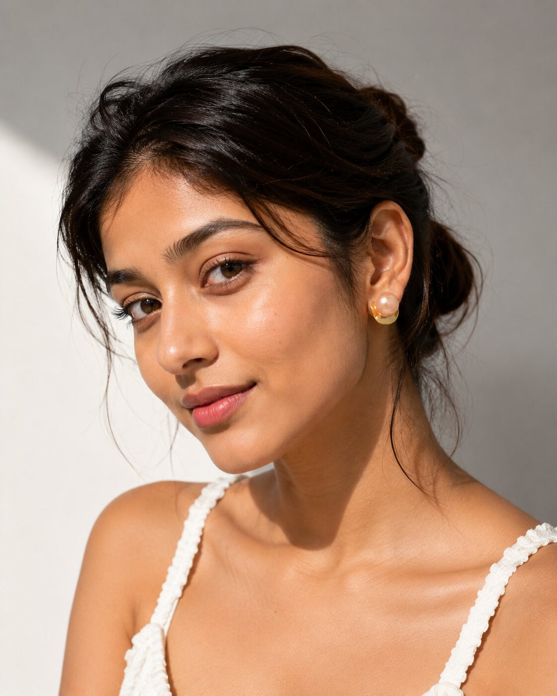 Niska Pearl Pink Gold Electroplated Anti Tarnish Earrings