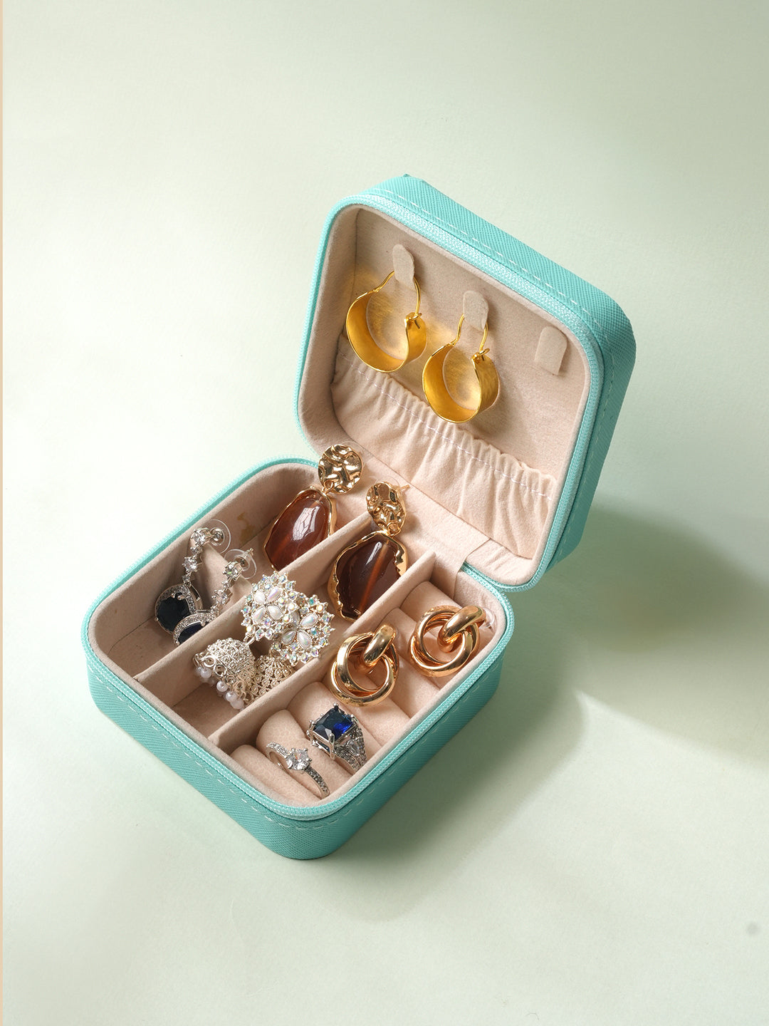 Green Textured Jewellery Organiser Pack Of Two