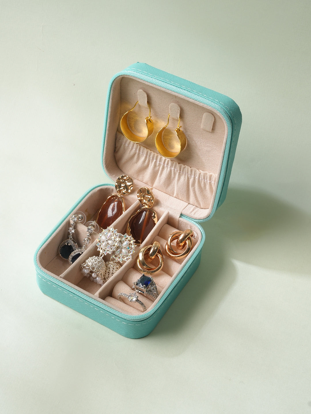 Green Textured Jewellery Organiser Pack Of Three