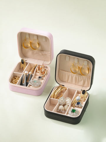 Pink &  Black Textured Jewellery Organiser Pack Of Two