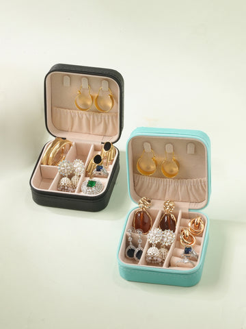 Green &  Black Textured Jewellery Organiser Pack Of Two