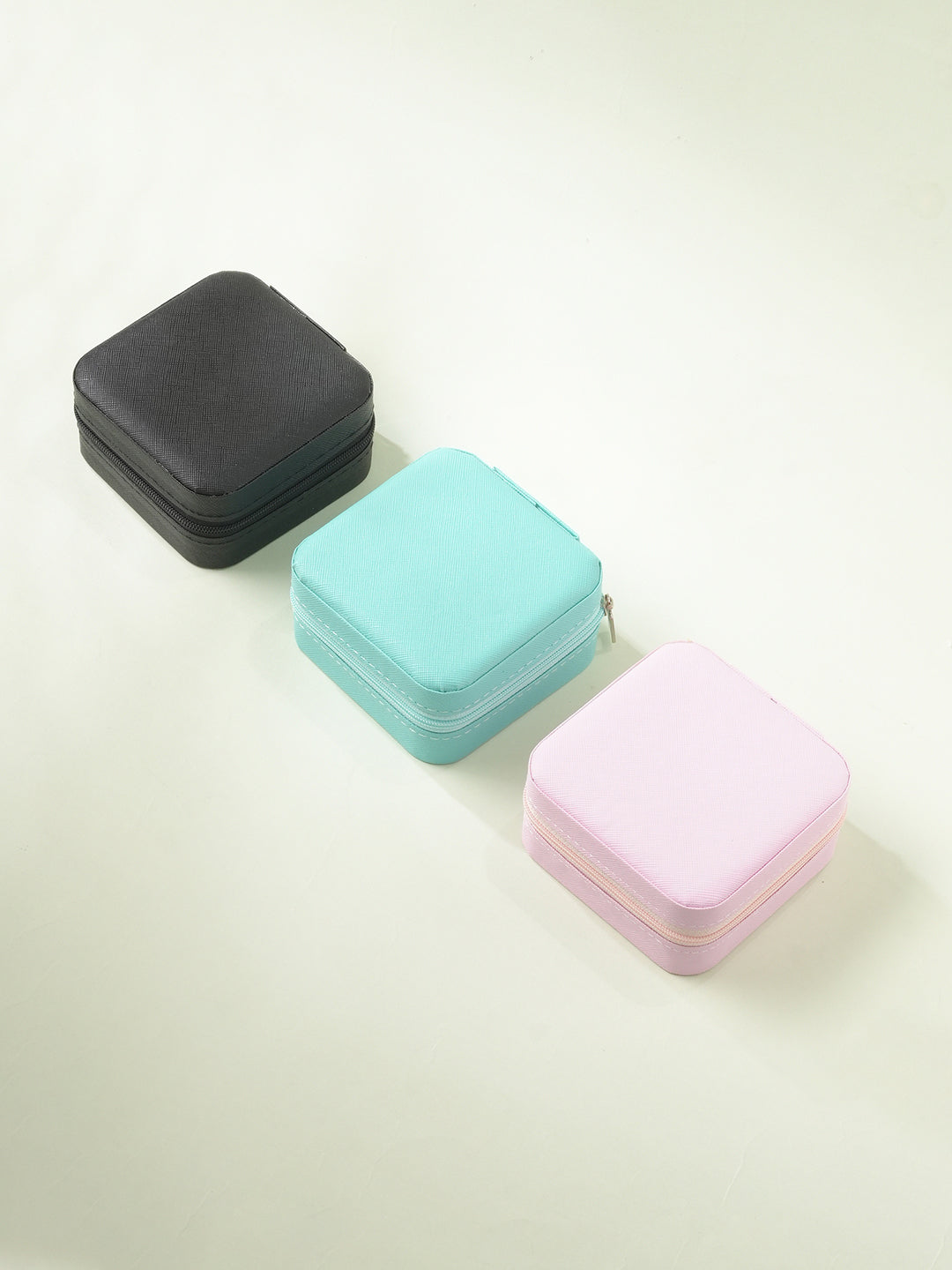 Black,Green & Pink Textured Jewellery Organiser Pack Of Three