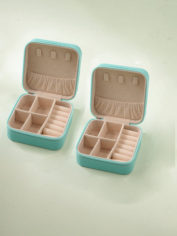 Green Textured Jewellery Organiser Pack Of Two