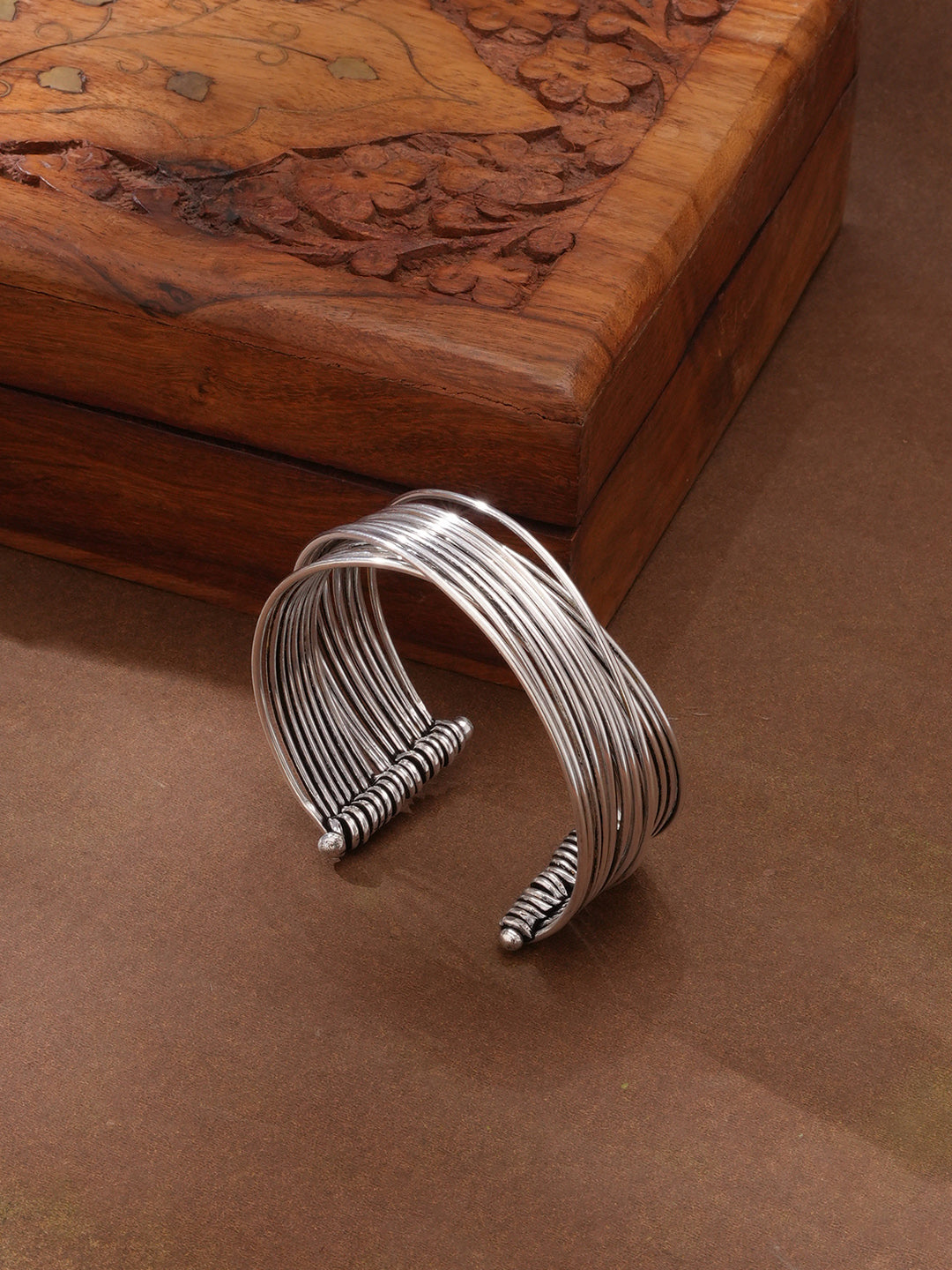 Niska Silver Oxidized Bracelet Cuff Set of Two