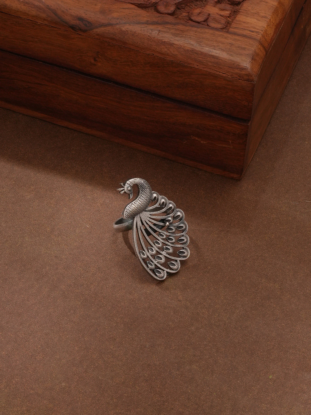 Niska Silver Oxidized Peacock Ring