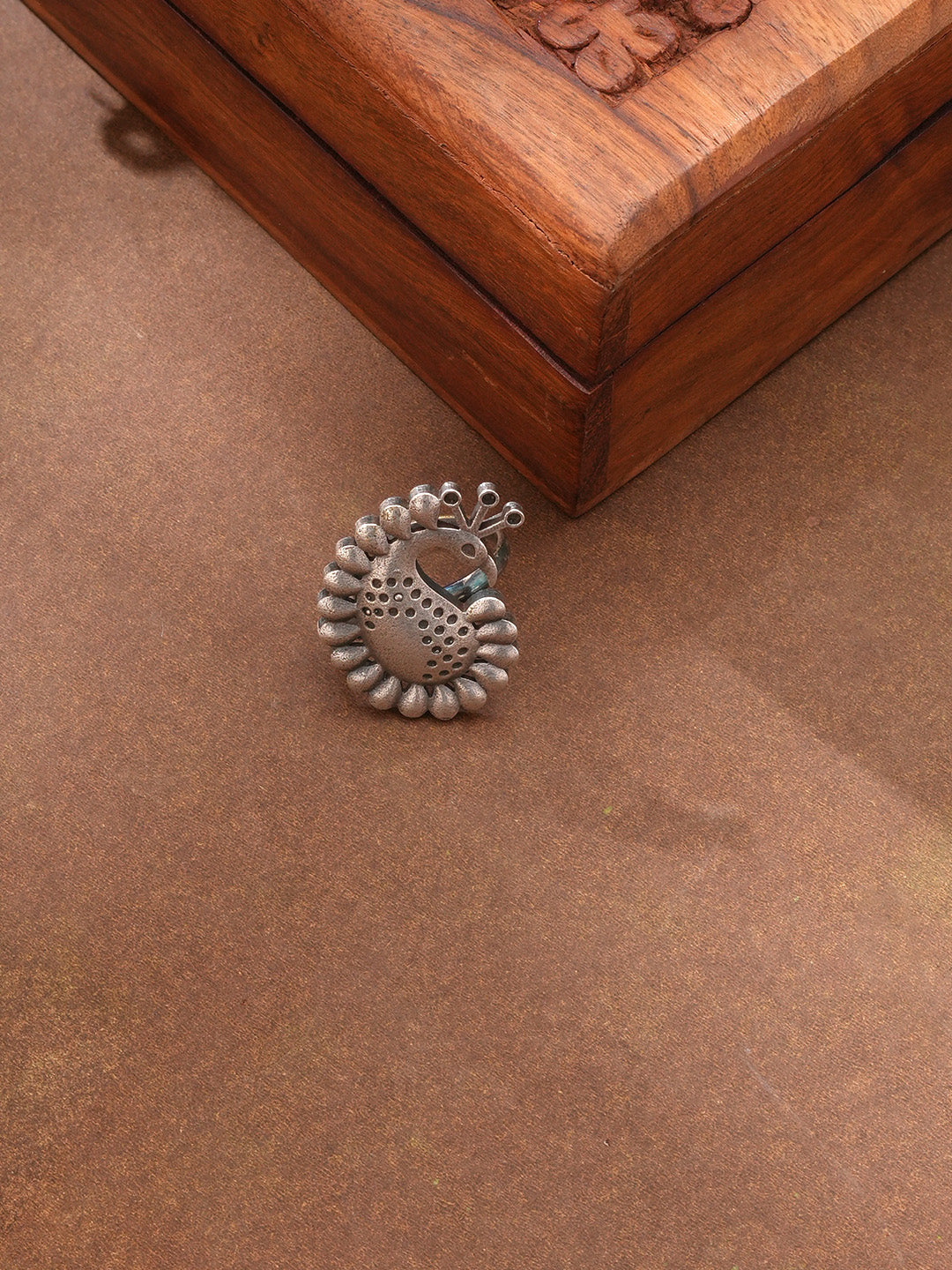 Niska Silver Oxidized Peacock Ring
