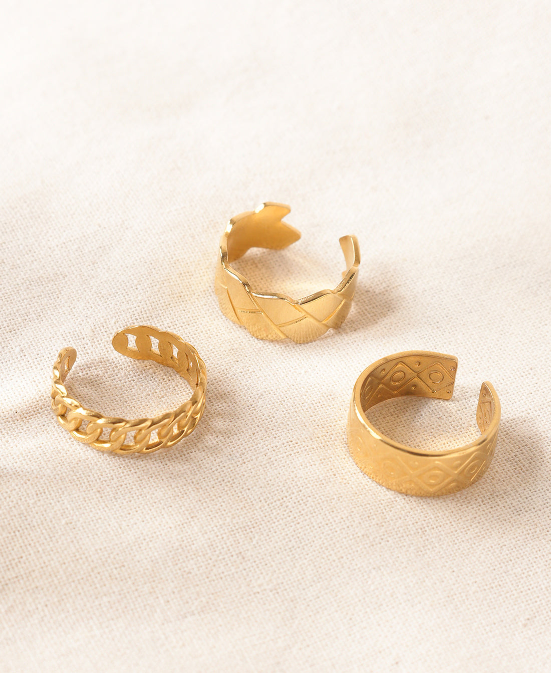 Modern Classic Anti-Tarnish Rings- combo of 3