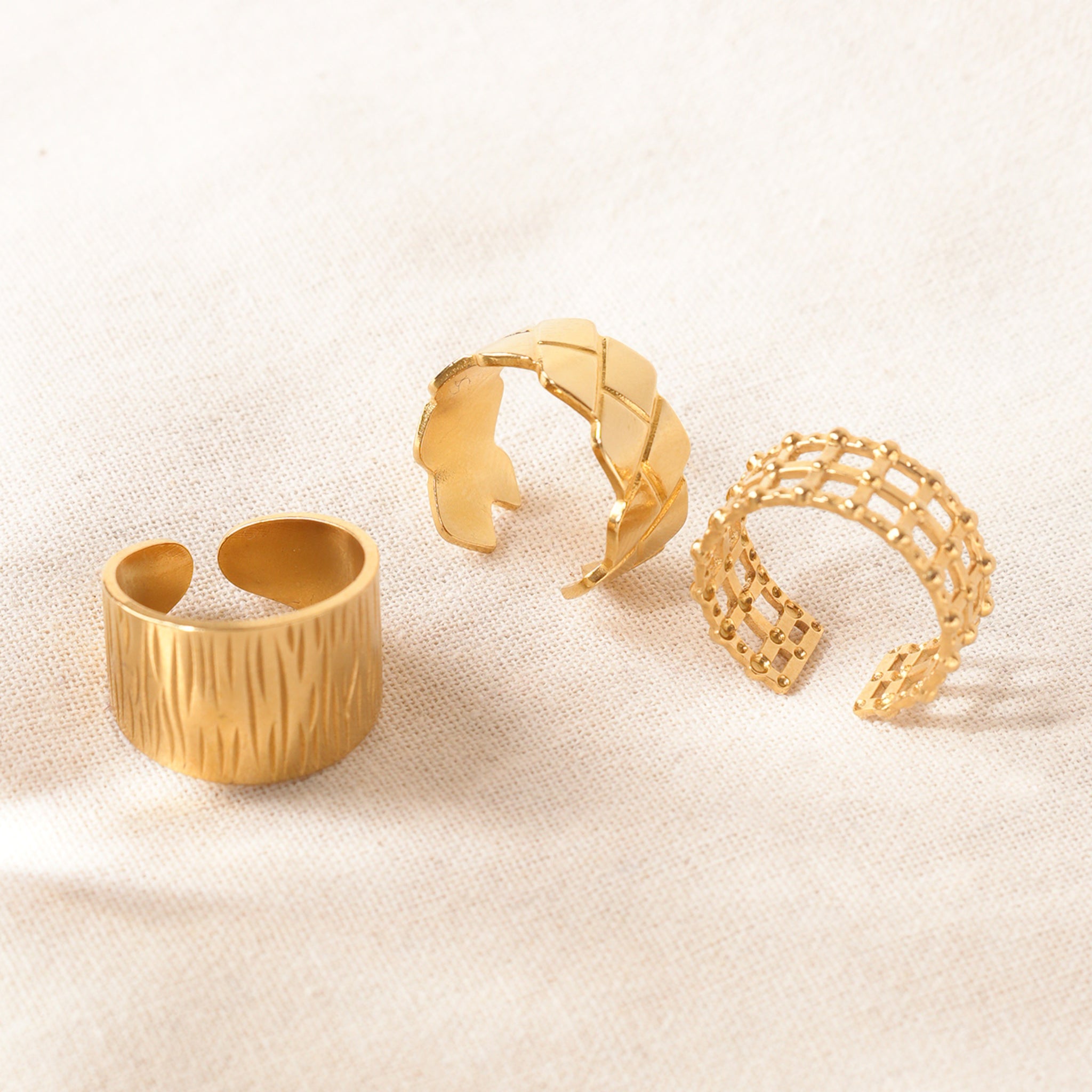 Opulent Shine Anti-Tarnish Ring-Set of 3 pieces