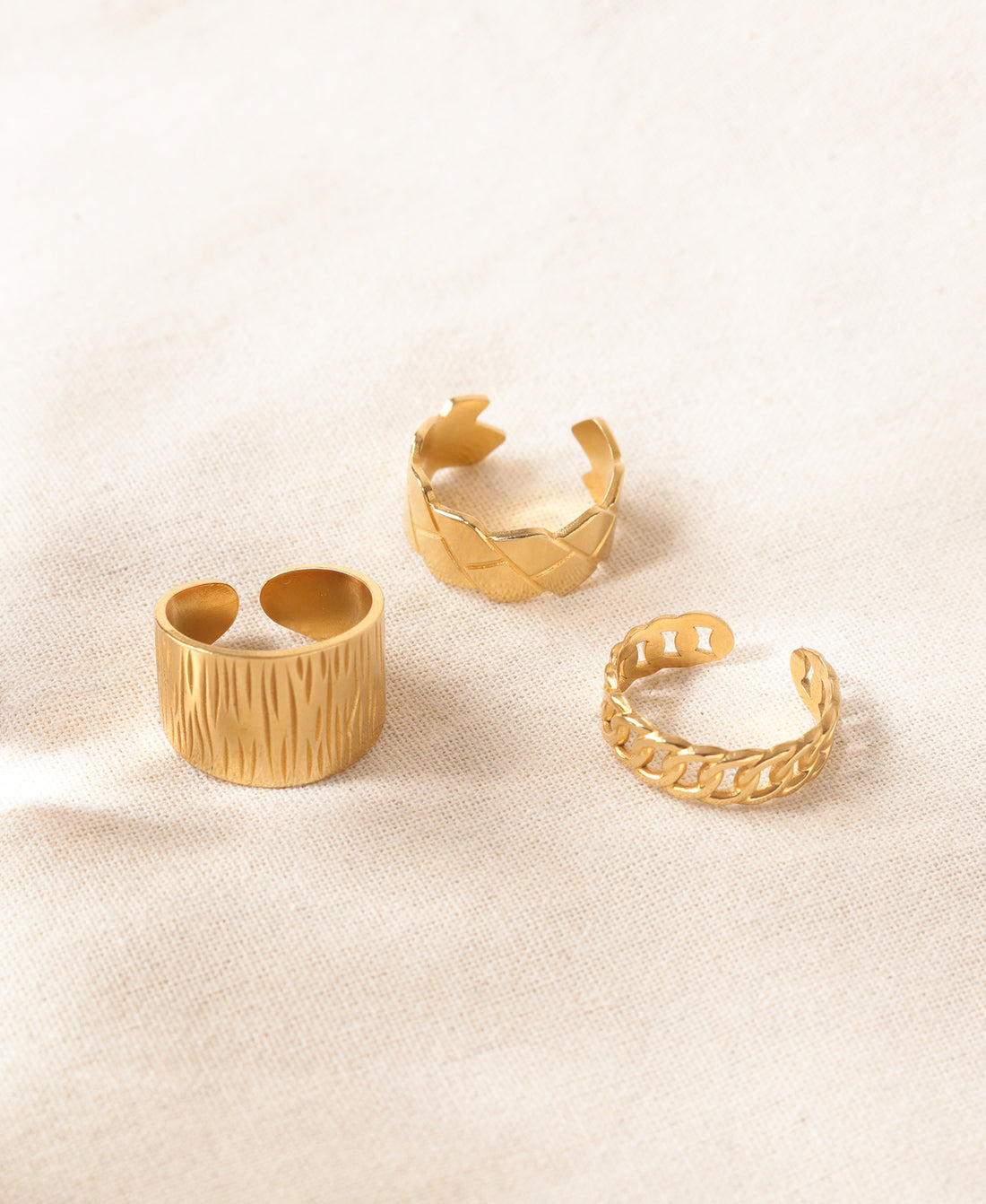 Luxe Gleam Anti-Tarnish Ring Set-Set of 3