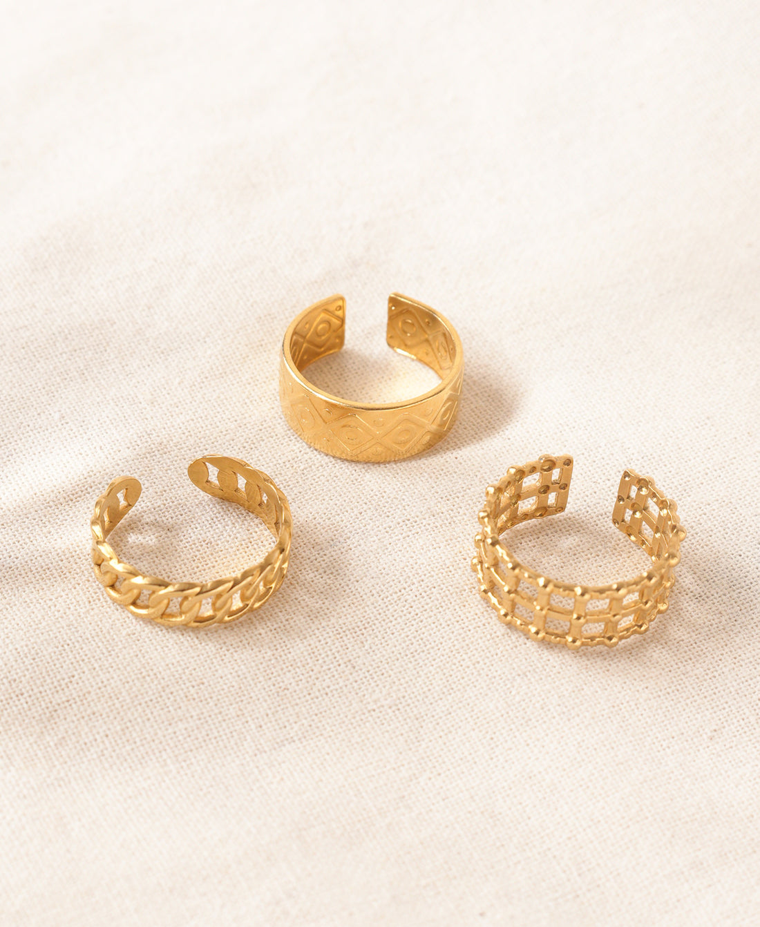 Elegant Armor Anti-Tarnish Trio Ring Set