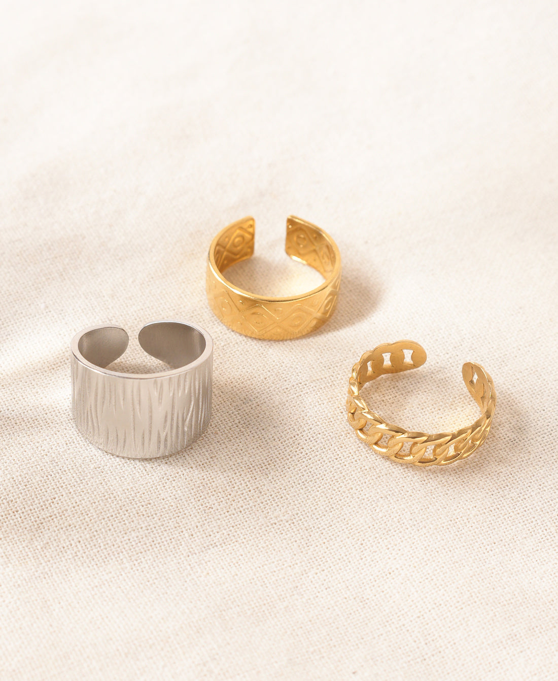 Pure Shine Anti-Tarnish Ring Collection-Combo of 3