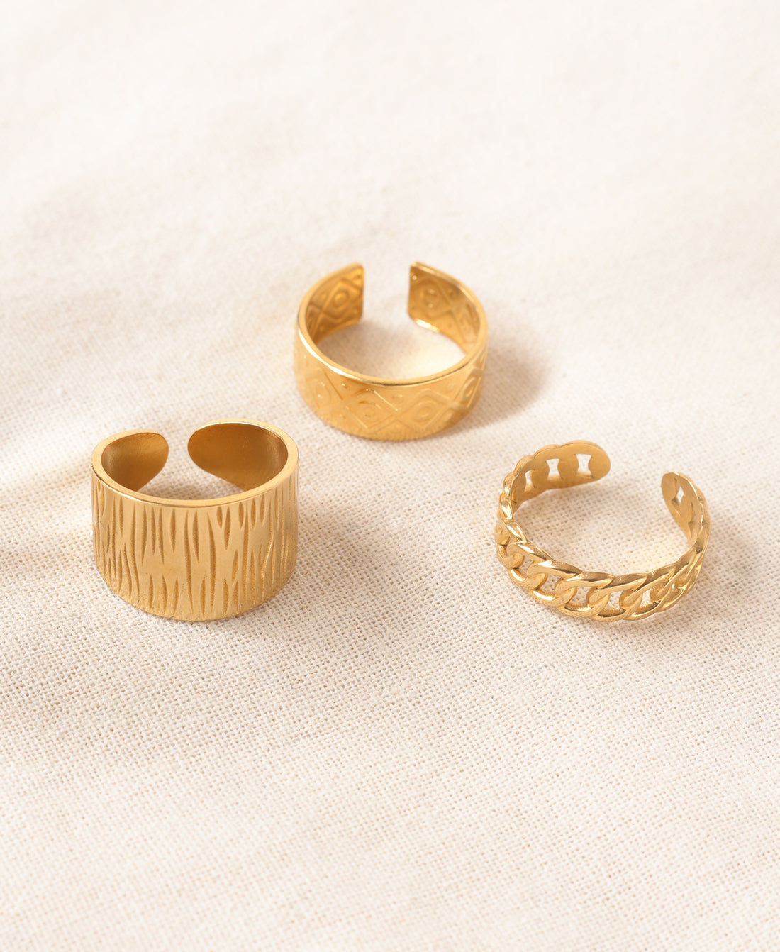 Classic Aura Anti-Tarnish Rings Trio Set