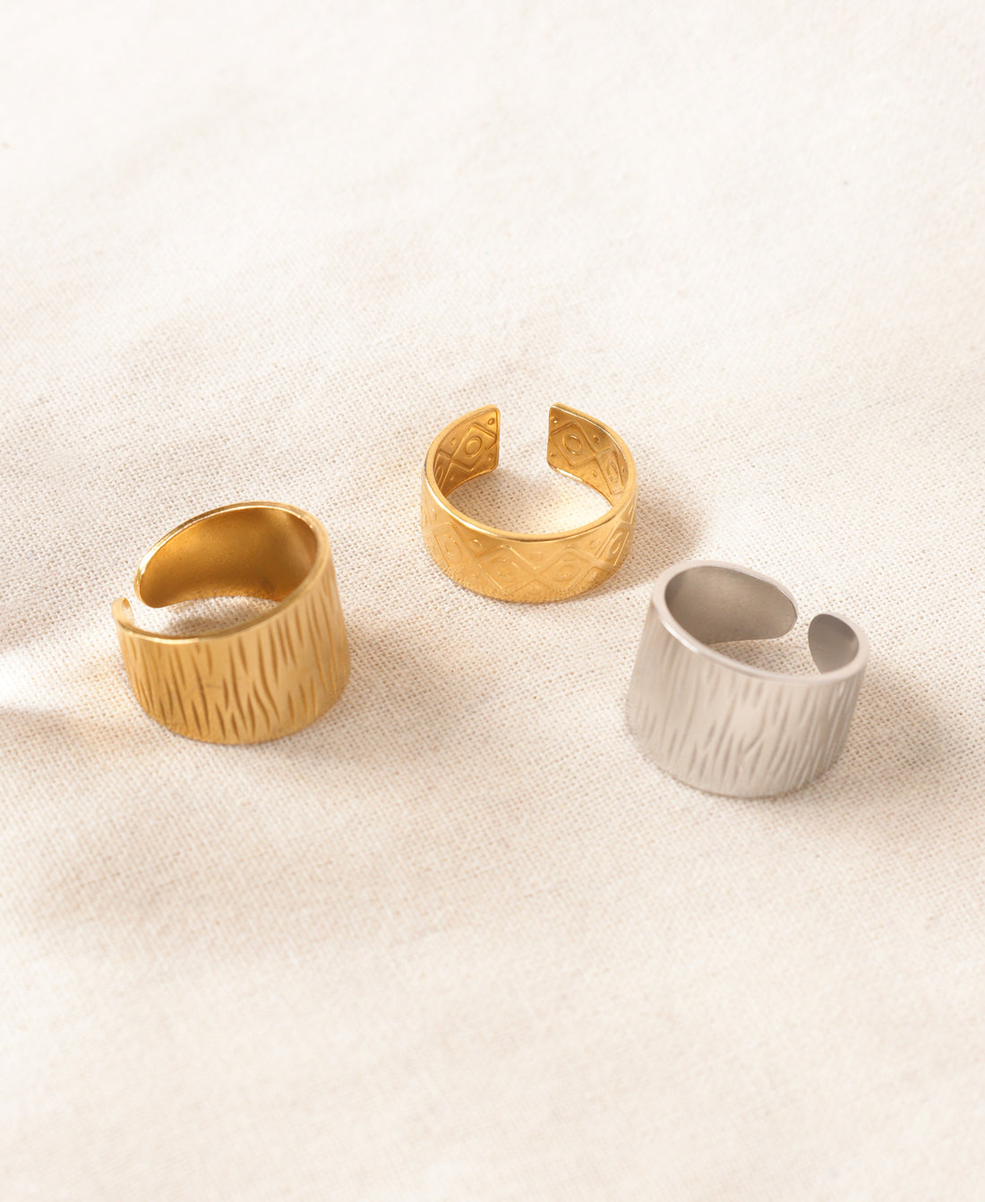 Aura Wrap Anti-Tarnish Rings-Combo of 3
