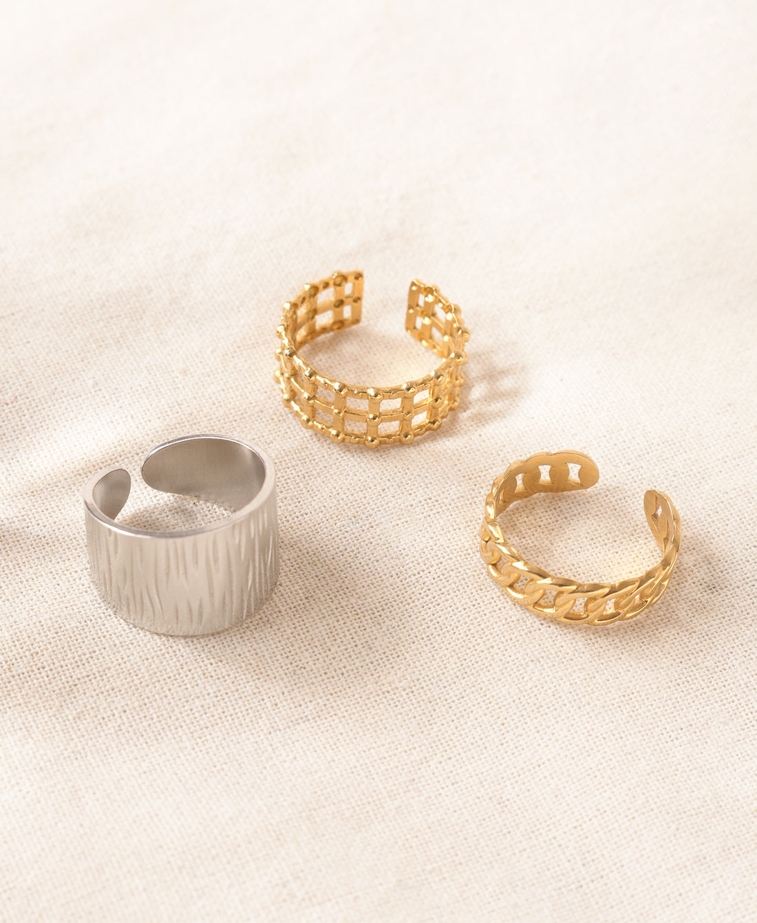 Prestige Gold Anti-Tarnish Ring Trio Set