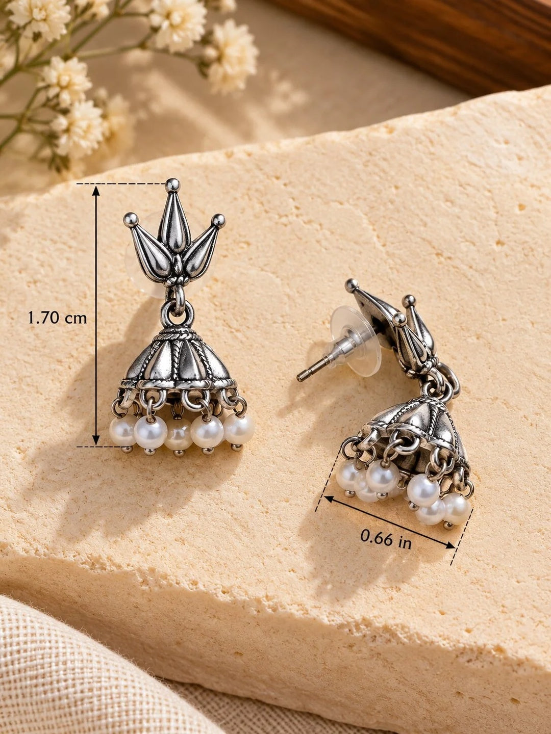 Niska AD Stone Silver Replica Jhumka Earrings ER26C10312 - product view 4