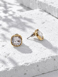 Niska clear Resin cushion square gold-tone stud earrings - view 5