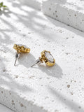 Niska clear Resin cushion square gold-tone stud earrings - view 11