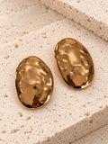 Gold tone oval statement earrings
