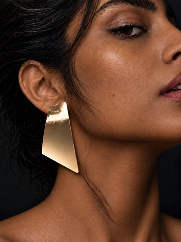 Niska gold-tone geometric statement earrings