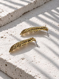 Peanut shell gold plated textured statement earrings - view 3