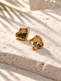 Niska gold tone sculptural hammered stud earrings view 2