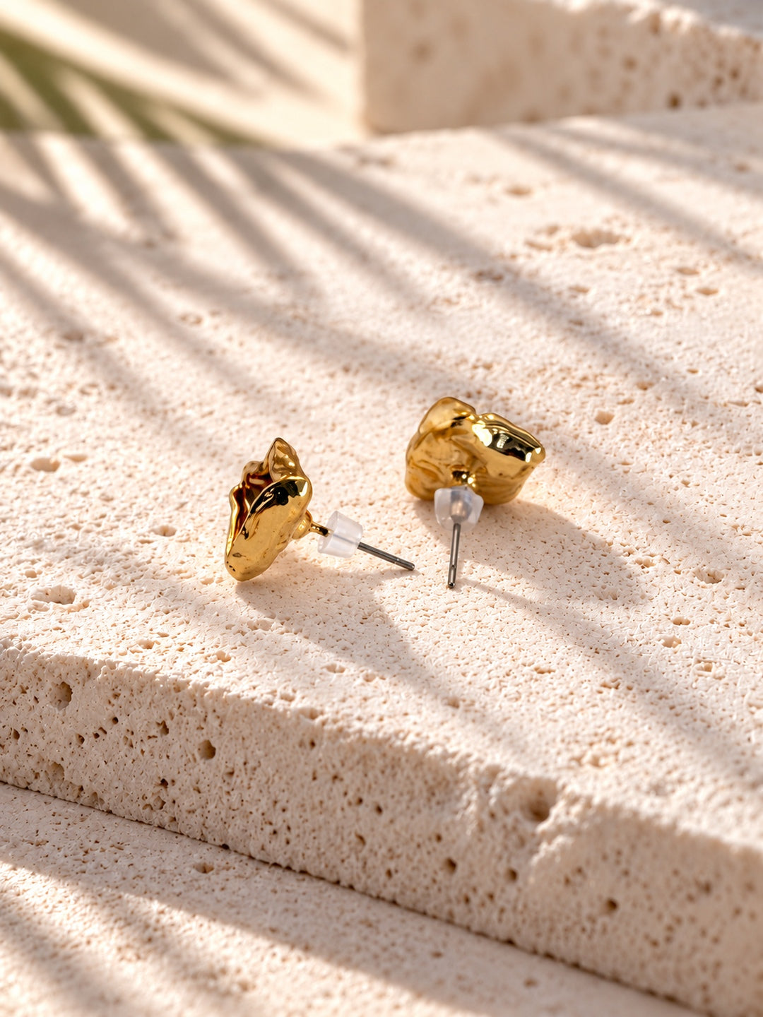 Niska gold tone sculptural hammered stud earrings view 3