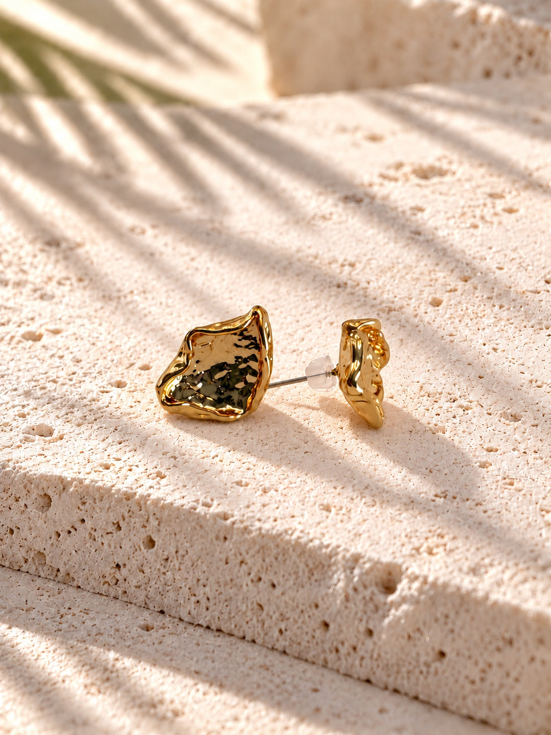 Niska gold tone sculptural hammered stud earrings view 5