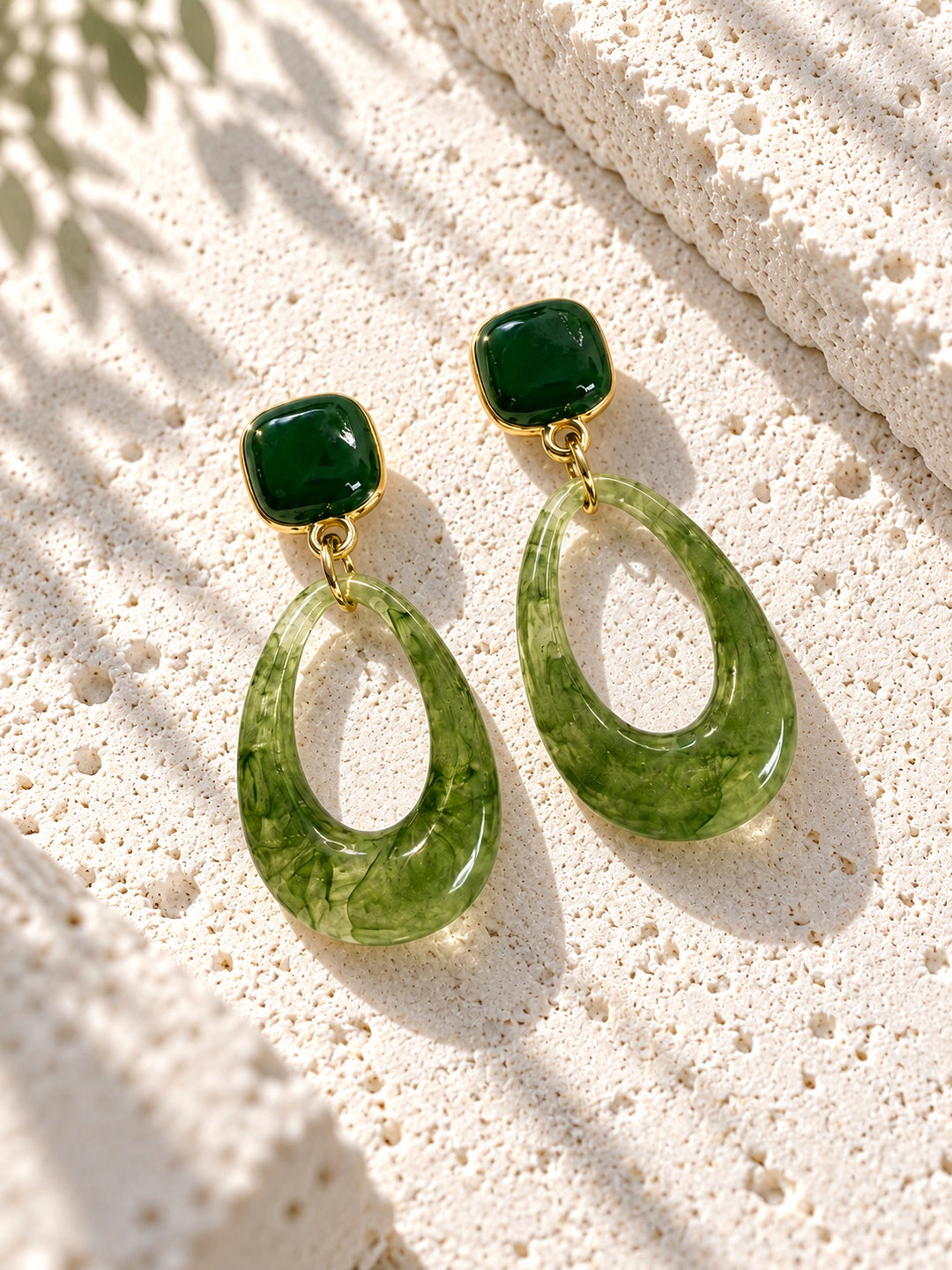 Niska green Resin teardrop earrings - view 2