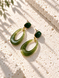 Niska green Resin teardrop earrings - view 5