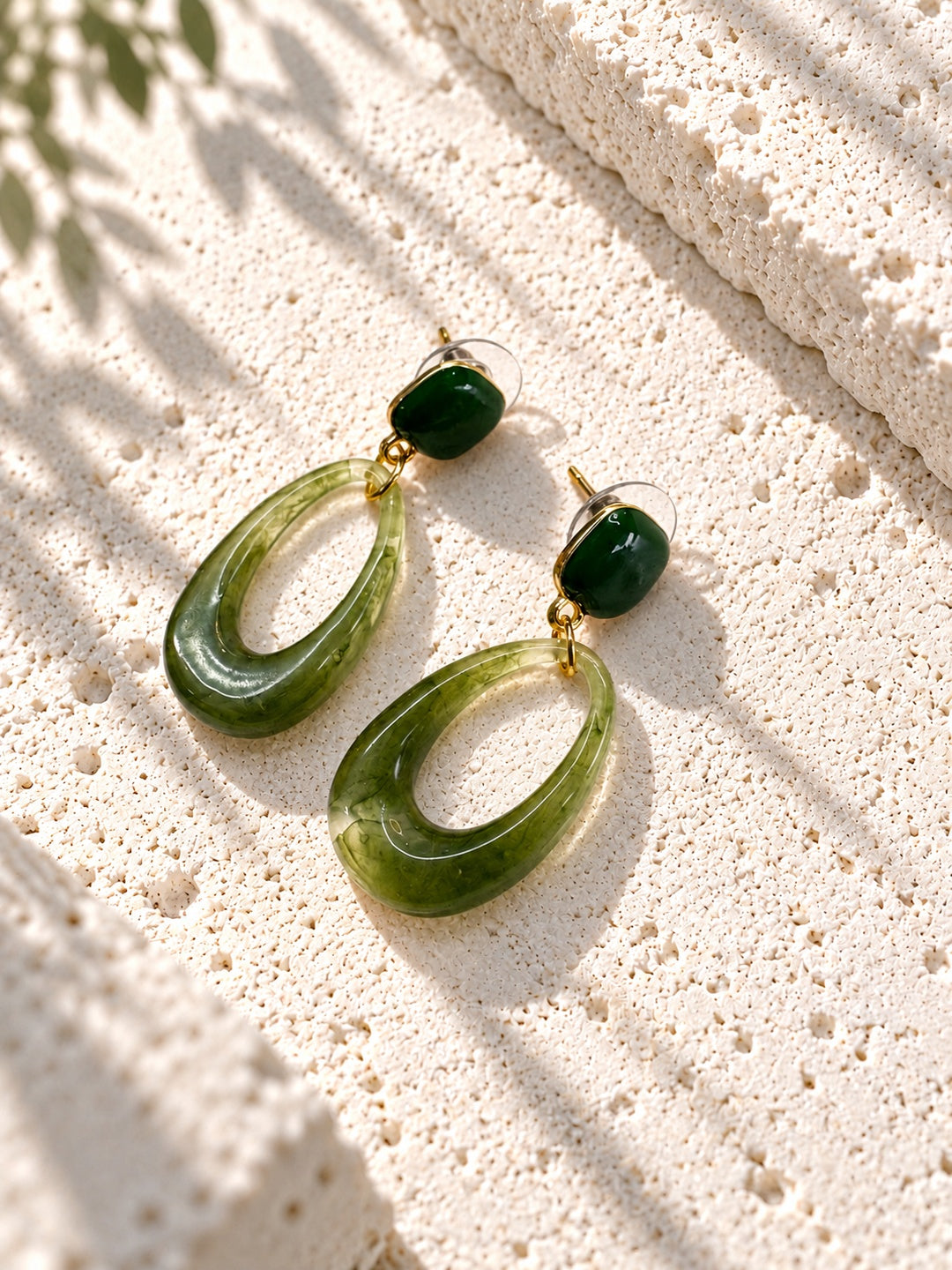 Niska green Resin teardrop earrings - view 5