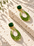 Niska green Resin teardrop earrings - view 6