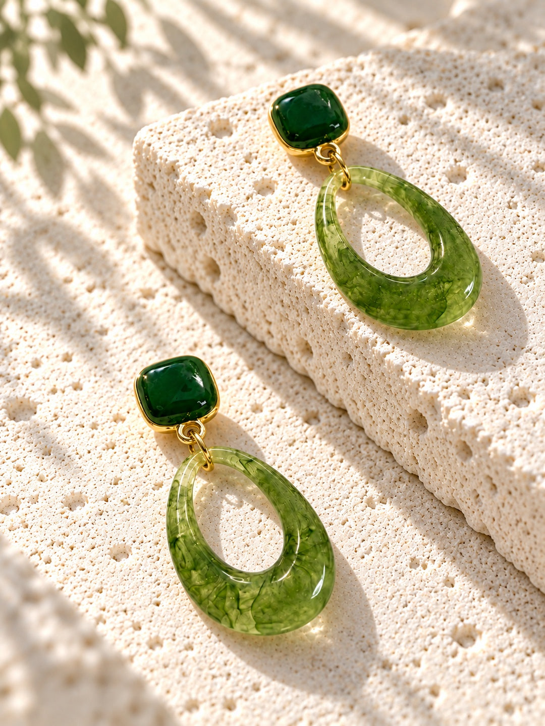 Niska green Resin teardrop earrings - view 6