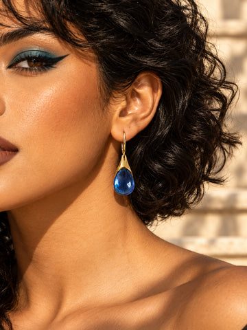 Blue Teardrop Resin Earrings