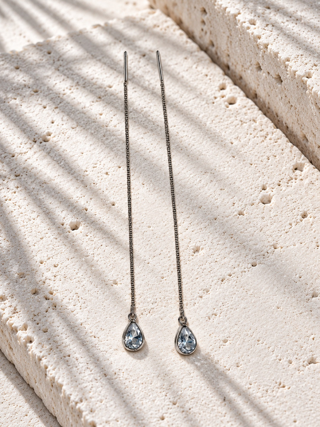 Niska silver-tone teardrop chain threader earrings - view 4