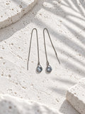 Niska silver-tone teardrop chain threader earrings - view 5