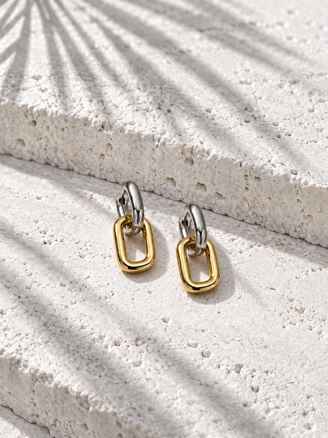 Niska silver-tone and gold-tone rectangular link drop earrings – view 10