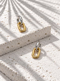 Niska silver-tone and gold-tone rectangular link drop earrings – view 11