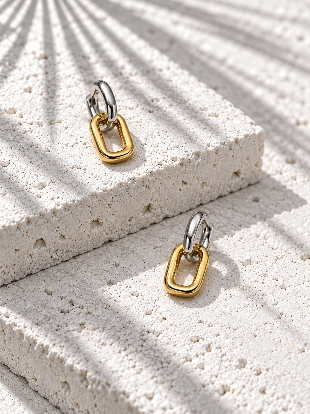 Niska silver-tone and gold-tone rectangular link drop earrings – view 11