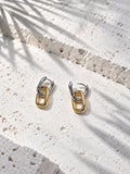 Niska dual-tone rectangular link drop earrings, corrected colour and size, side-by-side view – ER26N10245