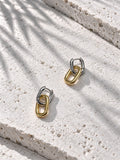 Niska dual-tone rectangular link drop earrings, corrected colour and size, diagonal view – ER26N10245