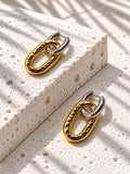 Niska two-tone hammered oval link hoop earrings – stone view