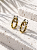 Niska two-tone hammered oval link hoop earrings – upright view